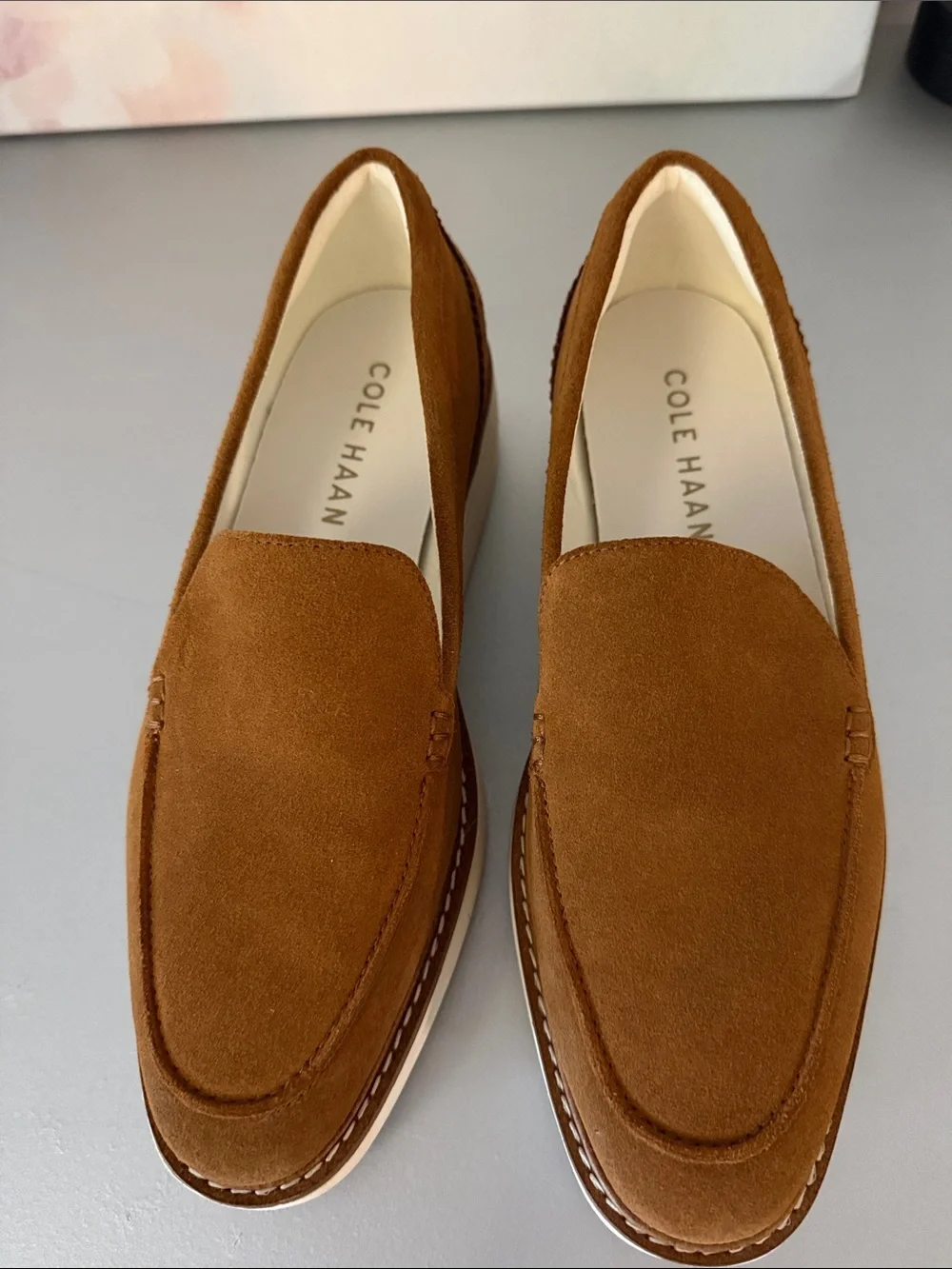 Cole Haan Women's Suede Loafers in Cognac Brown Size 9